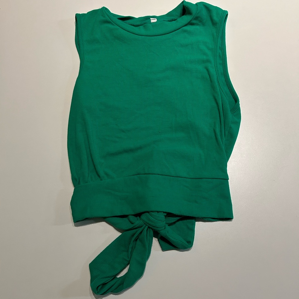 green backless top